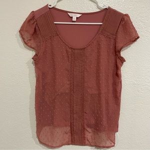 Lauren Conrad Dusty Pink Mesh Blouse Size Medium